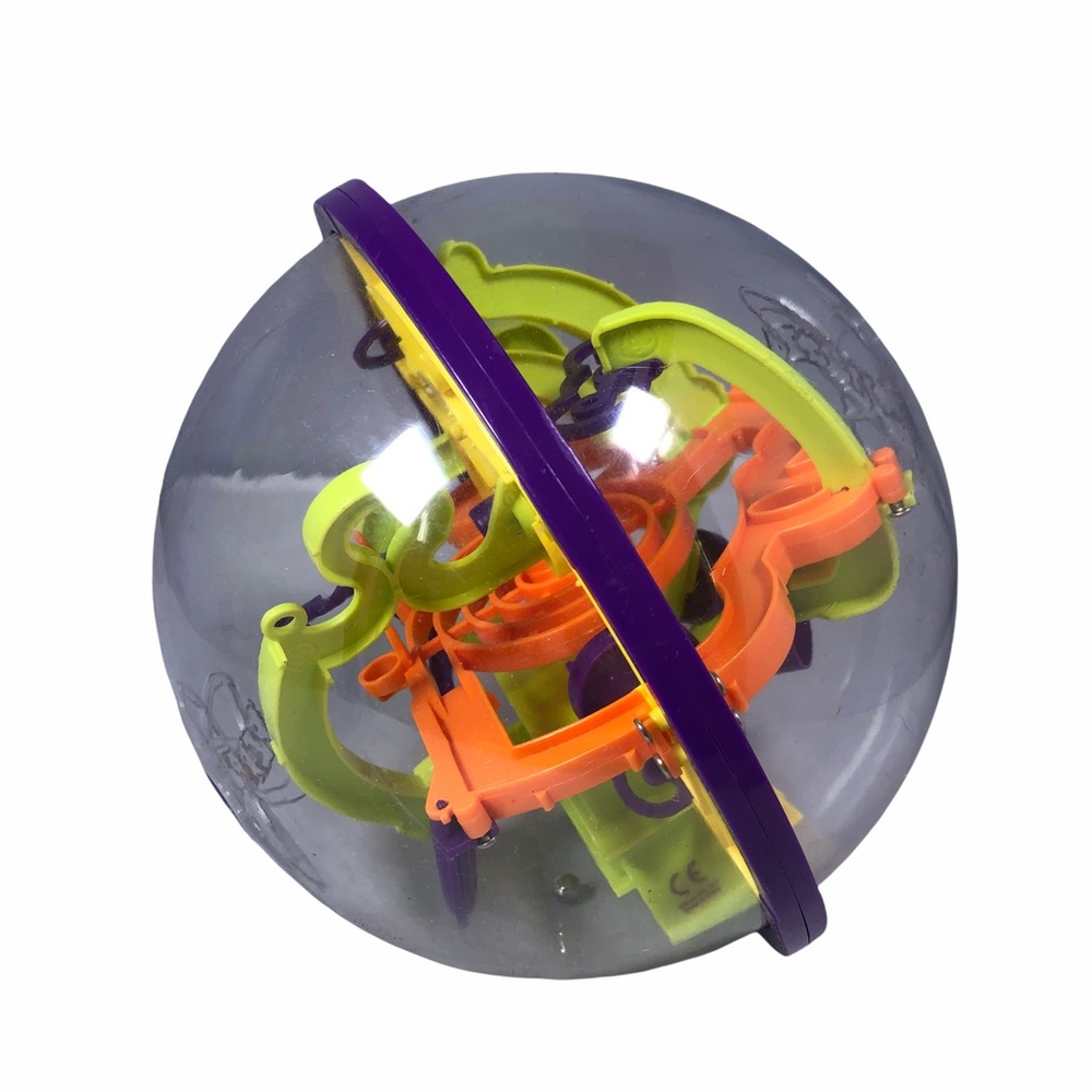 3D Maze Puzzle Ball - Neon Orange & Lime with Purple Accent